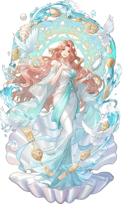 アフロディーテのキャラクターイラスト(海の泡より生まれた美神)