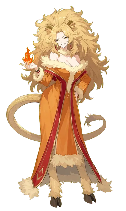 キマイラのキャラクターイラスト(三つ首の炎獣)