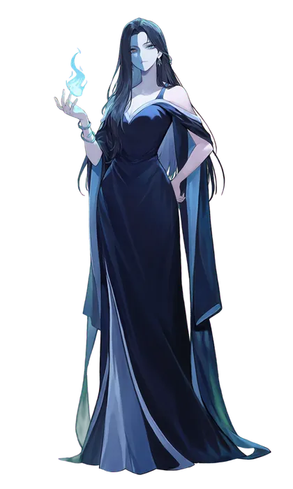 ヘルのキャラクターイラスト(半面蒼き死国の女王)