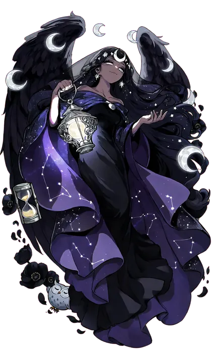 ニュクスのキャラクターイラスト(夜を纏う原初神)