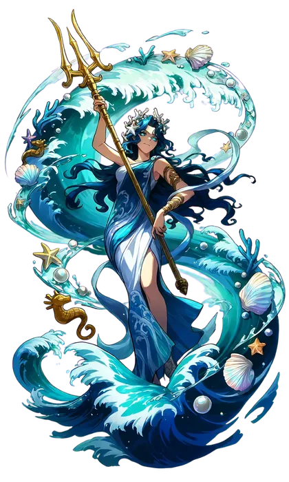 ポセイドンのキャラクターイラスト(三叉の海王)