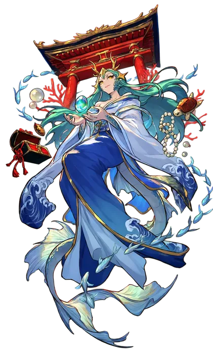 リュウジンのキャラクターイラスト(海底の龍宮を守る龍王)